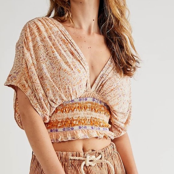 Free People Tops - NWT Free People Next Vacation Smocked Crop Top